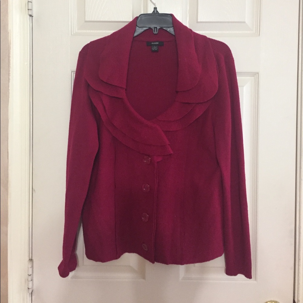 Red wool blazer.